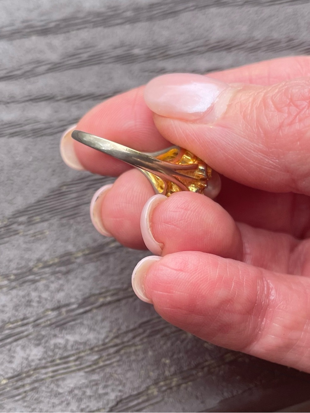 Cocktail Ring with Faux Ruby, Pearl, and Rhinestone in 18 KG plating, 6 - Picture 6 of 10